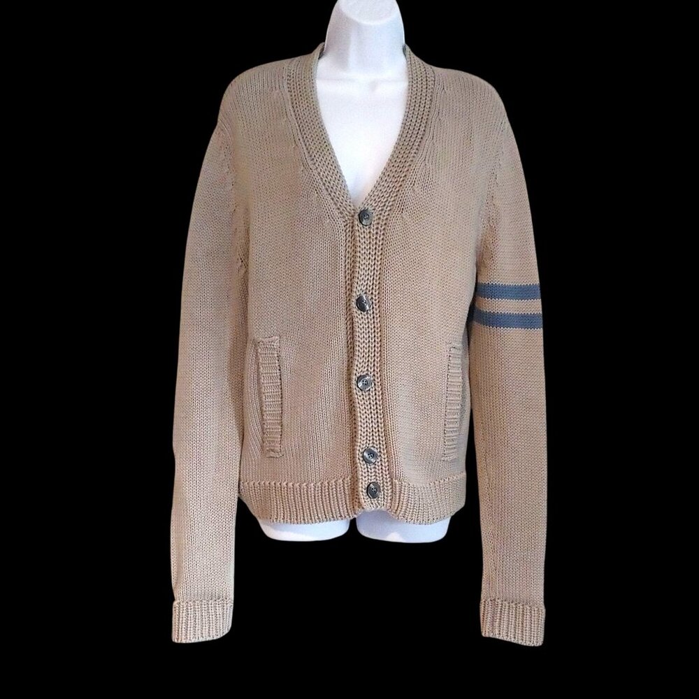 Dunhill London Gray Pockets Knit Stripe Old Money Quiet Luxury Grandpa Sweater